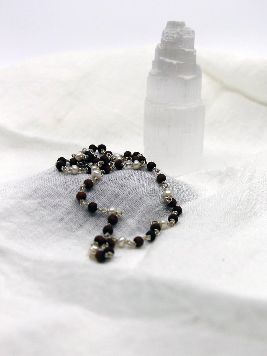 Tulsi Mala mit Edelsteinen und Silber