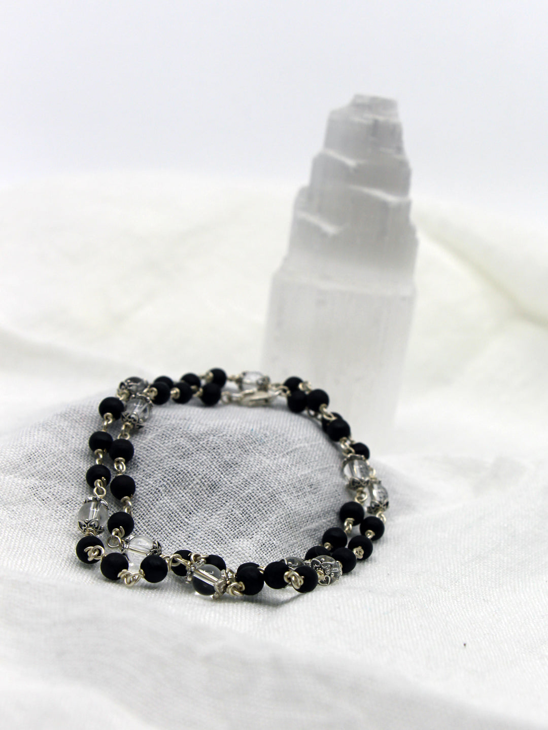 Tulsi Mala mit Edelsteinen und Silber