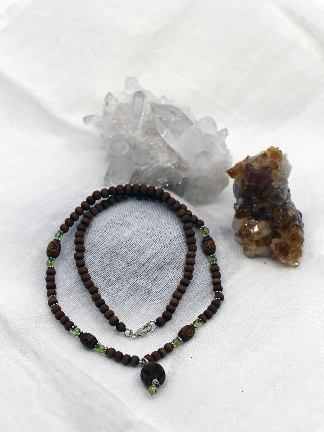 Tulsi Mala mit Edelsteinen und Silber